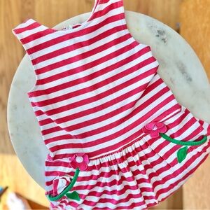 5 Florence Eiseman Knit Striped Flower Dress Pink